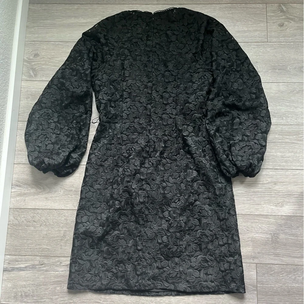Rachel Parcell Black Puff Sleeve Floral Dress - Picture 2 of 6